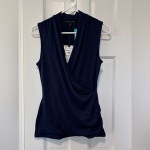 41 Hawthorn Deep Blue Drape Neck Blouse